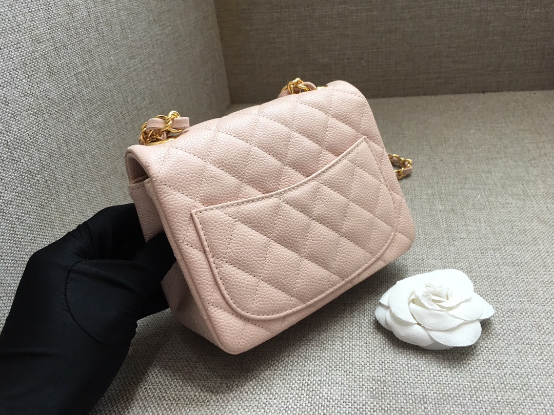 Mini Classic Flap Caviar Bag A01115 Pink/Gold